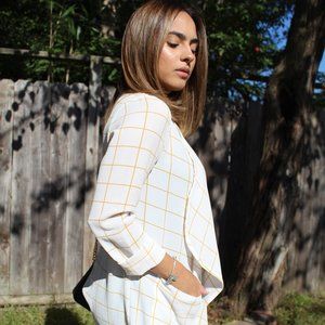 Ivory and Yellow Checkered Cardigan